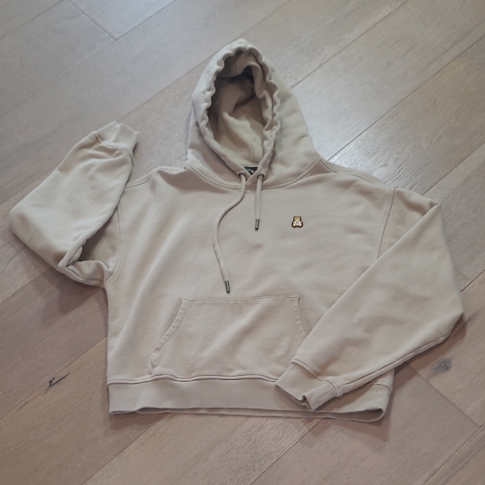 Teddy Fresh Hoodie Women's sz L Beige 100% Cotton Sweatshirt